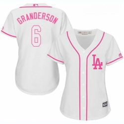 Womens Majestic Los Angeles Dodgers 6 Curtis Granderson Authentic White Fashion Cool Base MLB Jersey 