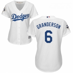 Womens Majestic Los Angeles Dodgers 6 Curtis Granderson Authentic White Home 2017 World Series Bound Cool Base MLB Jersey 