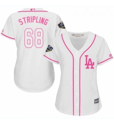 Womens Majestic Los Angeles Dodgers 68 Ross Stripling Authentic White Fashion Cool Base 2018 World Series MLB Jersey 