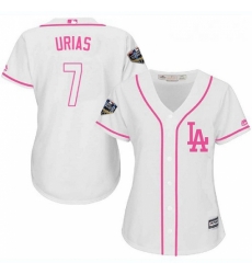 Womens Majestic Los Angeles Dodgers 7 Julio Urias Authentic White Fashion Cool Base 2018 World Series MLB Jersey