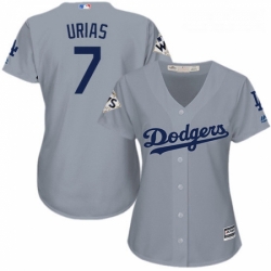 Womens Majestic Los Angeles Dodgers 7 Julio Urias Replica Grey Road 2017 World Series Bound Cool Base MLB Jersey