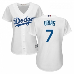 Womens Majestic Los Angeles Dodgers 7 Julio Urias Replica White Home Cool Base MLB Jersey