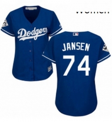 Womens Majestic Los Angeles Dodgers 74 Kenley Jansen Authentic Royal Blue Alternate 2017 World Series Bound Cool Base MLB Jersey