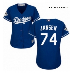 Womens Majestic Los Angeles Dodgers 74 Kenley Jansen Authentic Royal Blue Alternate 2017 World Series Bound Cool Base MLB Jersey