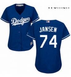 Womens Majestic Los Angeles Dodgers 74 Kenley Jansen Authentic Royal Blue Alternate Cool Base MLB Jersey