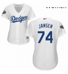 Womens Majestic Los Angeles Dodgers 74 Kenley Jansen Authentic White Home Cool Base 2018 World Series MLB Jersey