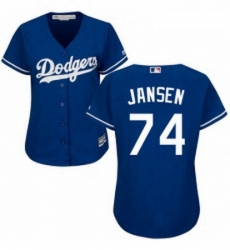 Womens Majestic Los Angeles Dodgers 74 Kenley Jansen Replica Royal Blue Alternate Cool Base MLB Jersey