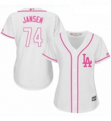 Womens Majestic Los Angeles Dodgers 74 Kenley Jansen Replica White Fashion Cool Base MLB Jersey