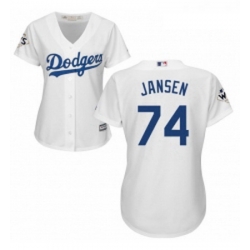 Womens Majestic Los Angeles Dodgers 74 Kenley Jansen Replica White Home 2017 World Series Bound Cool Base MLB Jersey