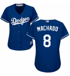 Womens Majestic Los Angeles Dodgers 8 Manny Machado Authentic Royal Blue Alternate Cool Base MLB Jerse