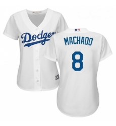 Womens Majestic Los Angeles Dodgers 8 Manny Machado Authentic White Home Cool Base MLB Jerse