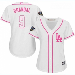 Womens Majestic Los Angeles Dodgers 9 Yasmani Grandal Authentic White Fashion Cool Base 2018 World Series MLB Jersey