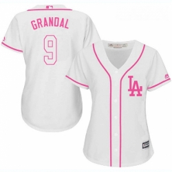 Womens Majestic Los Angeles Dodgers 9 Yasmani Grandal Replica White Fashion Cool Base MLB Jersey