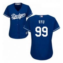 Womens Majestic Los Angeles Dodgers 99 Hyun Jin Ryu Authentic Royal Blue Alternate Cool Base MLB Jersey