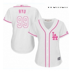 Womens Majestic Los Angeles Dodgers 99 Hyun Jin Ryu Authentic White Fashion Cool Base MLB Jersey