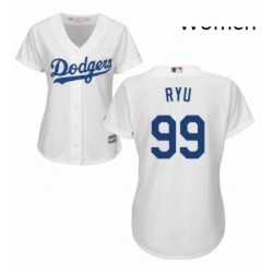 Womens Majestic Los Angeles Dodgers 99 Hyun Jin Ryu Authentic White Home Cool Base MLB Jersey