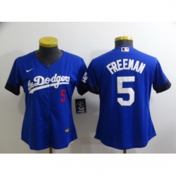Women's Nike Los Angeles Dodgers #5 Freddie Freeman Blue City Player Jersey