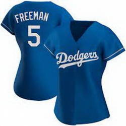 Women's Nike Los Angeles Dodgers #5 Freddie Freeman Blue Cool Base Jersey
