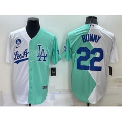 Toddler Los Angeles Dodgers 22 Bad Bunny 2022 All Star White Green Cool Base Stitched Baseball Jersey
