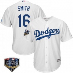 Will Smith Youth Los Angeles Dodgers White Replica Cool Base Home 2018 World Series Jersey Majestic