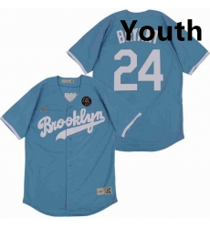Youth Brooklyn 24 Kobe Bryant Light Blue Cool Base Stitched MLB Jersey