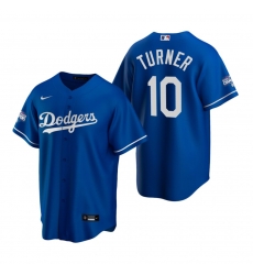 Youth Los Angeles Dodgers 10 Justin Turner Royal 2020 World Series Champions Replica Jersey