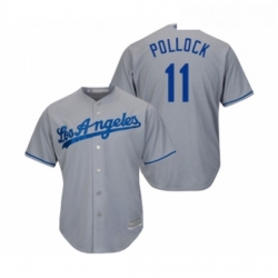 Youth Los Angeles Dodgers 11 A J Pollock Authentic Grey Road Cool Base Baseball Jersey 