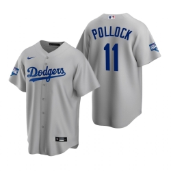 Youth Los Angeles Dodgers 11 A J  Pollock Gray 2020 World Series Champions Replica Jersey