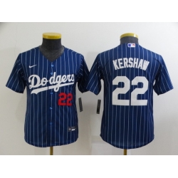 Youth Los Angeles Dodgers 22 Clayton Kershaw Blue Stitched Jersey