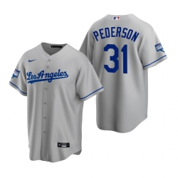 Youth Los Angeles Dodgers 31 Joc Pederson Gray 2020 World Series Champions Road Replica Jersey