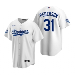 Youth Los Angeles Dodgers 31 Joc Pederson White 2020 World Series Champions Replica Jersey