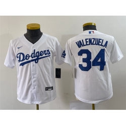 Youth Los Angeles Dodgers 34 Toro Valenzuela White Stitched Baseball Jersey