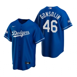 Youth Los Angeles Dodgers 46 Tony Gonsolin Royal 2020 World Series Champions Replica Jersey