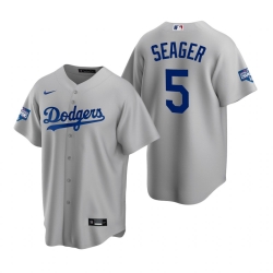 Youth Los Angeles Dodgers 5 Corey Seager Gray 2020 World Series Champions Replica Jersey