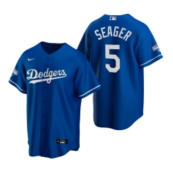 Youth Los Angeles Dodgers 5 Corey Seager Royal 2020 World Series Champions Replica Jersey