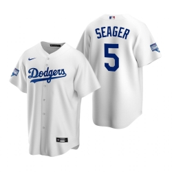Youth Los Angeles Dodgers 5 Corey Seager White 2020 World Series Champions Replica Jersey