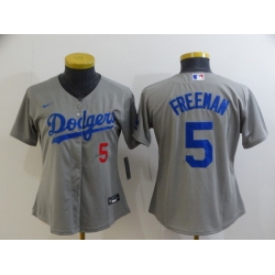 Youth Los Angeles Dodgers 5 Freddie Freeman Grey 2022 Number Cool Base Stitched Nike Jersey
