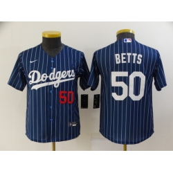Youth Los Angeles Dodgers 50 Mookie Betts Blue Stitched Jersey