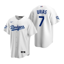 Youth Los Angeles Dodgers 7 Julio Urias White 2020 World Series Champions Replica Jersey