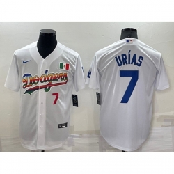 Youth Los Angeles Dodgers 7 Julio Urias White Cool Base Stitched Baseball Jersey