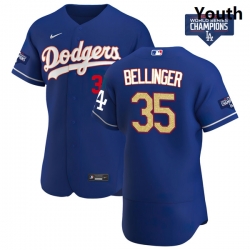 Youth Los Angeles Dodgers Cody Bellinger 35 Gold Program Designed Edition Blue Flex Base Stitched Jersey