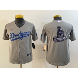 Youth Los Angeles Dodgers Grey Team Big Logo Stitched Jersey