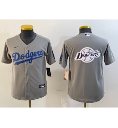 Youth Los Angeles Dodgers Grey Team Big Logo Stitched Jerseys