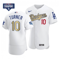 Youth Los Angeles Dodgers Justin Turner 10 Gold Program White Flex Base Stitched Jersey