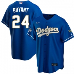 Youth Los Angeles Dodgers Kobe Bryant Championship Gold Trim Blue Limited All Stitched Cool Base Jersey