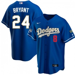 Youth Los Angeles Dodgers Kobe Bryant Championship Gold Trim Blue Limited All Stitched Flex Base Jersey