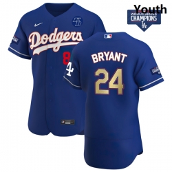 Youth Los Angeles Dodgers Kobe Bryant Gold Program Designed Edition Blue Flex Base Stitched Jersey