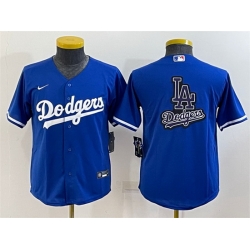 Youth Los Angeles Dodgers Royal Team Big Logo Stitched Baseball Jersey