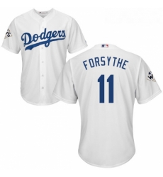 Youth Majestic Los Angeles Dodgers 11 Logan Forsythe Replica White Home 2017 World Series Bound Cool Base MLB Jersey 