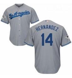 Youth Majestic Los Angeles Dodgers 14 Enrique Hernandez Replica Grey Road 2017 World Series Bound Cool Base MLB Jersey